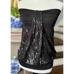 H&M Small Black Cotton Tube Top with elastic waist band.